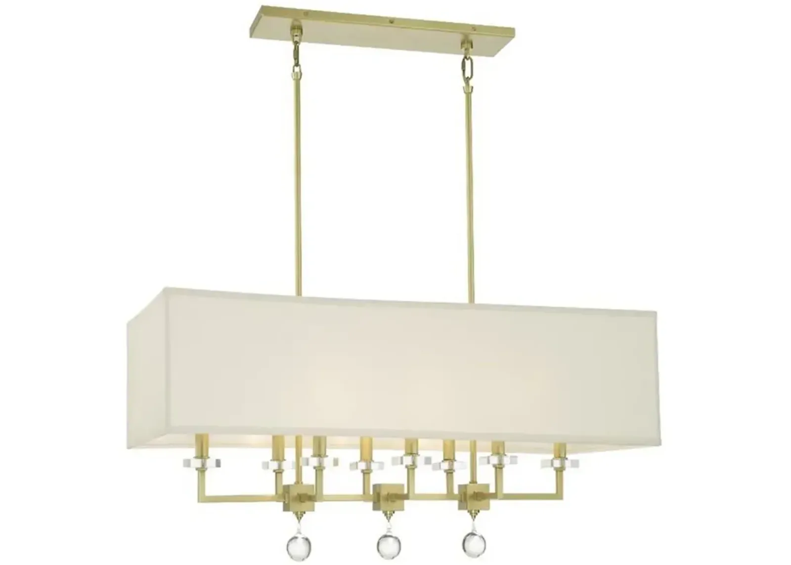 Paxton 8 Light Aged Brass Linear Chandelier