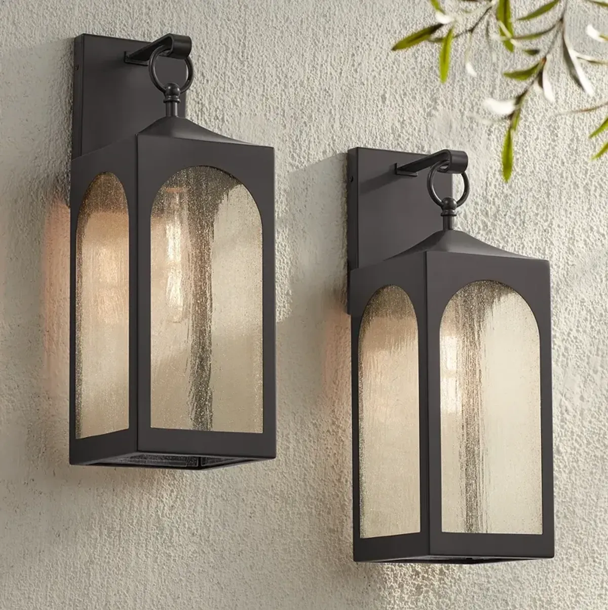 Possini Euro Tyne 20.5" Bronze Lantern Outdoor Wall Lights Set of 2