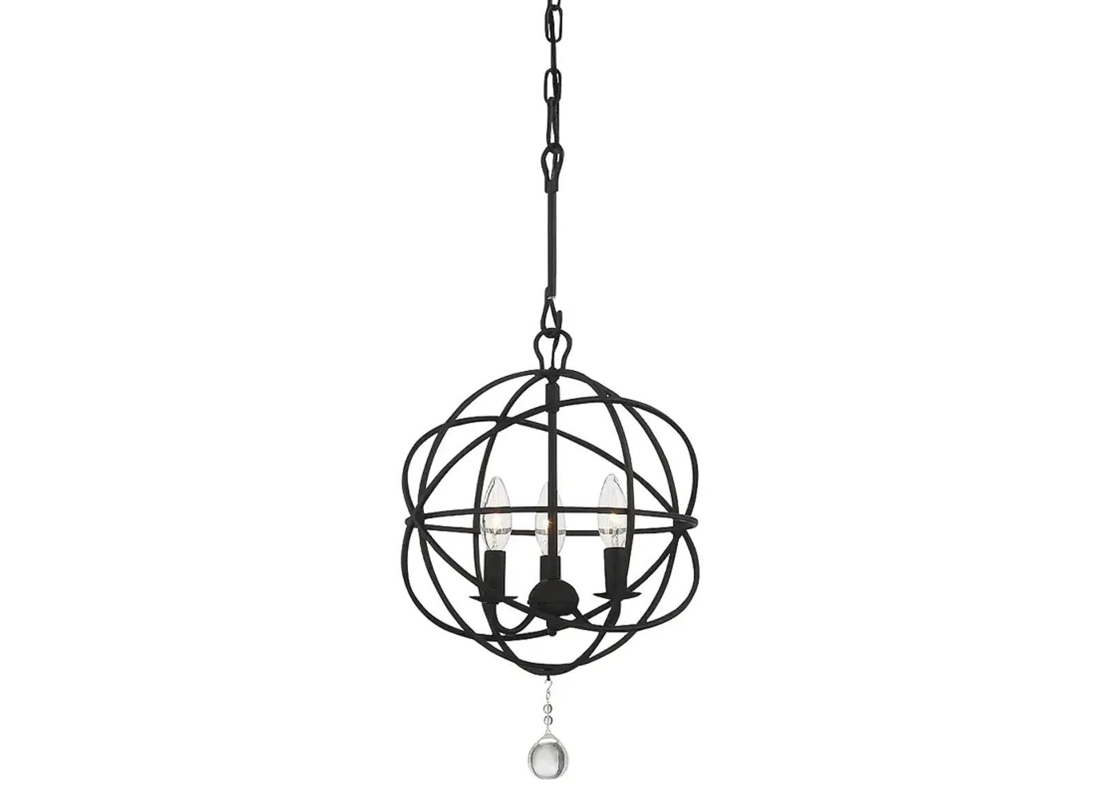 Crystorama Solaris 12 1/2" Wide Black 3-Light Chandelier