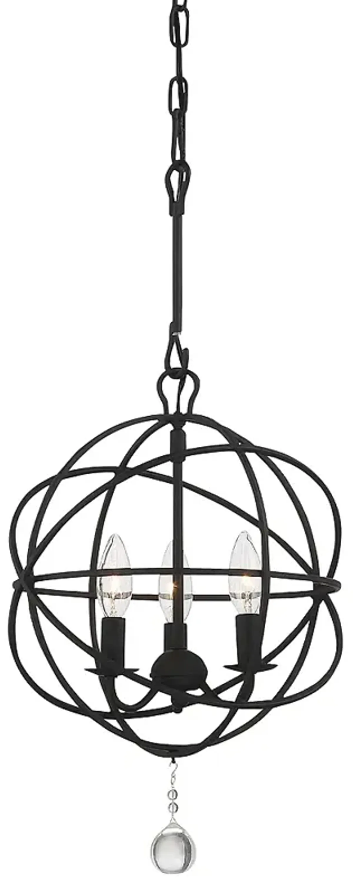 Crystorama Solaris 12 1/2" Wide Black 3-Light Chandelier