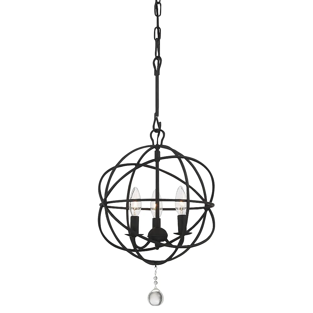 Crystorama Solaris 12 1/2" Wide Black 3-Light Chandelier