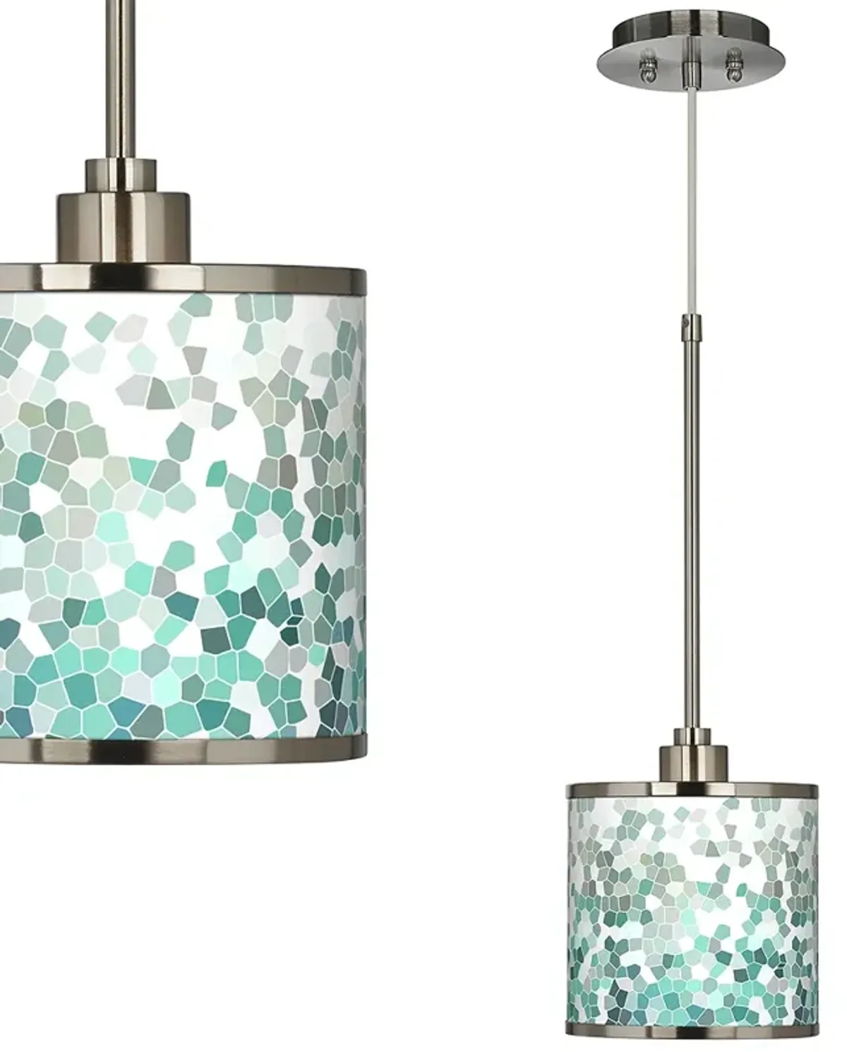 Aqua Mosaic Giclee Glow Mini Pendant Light