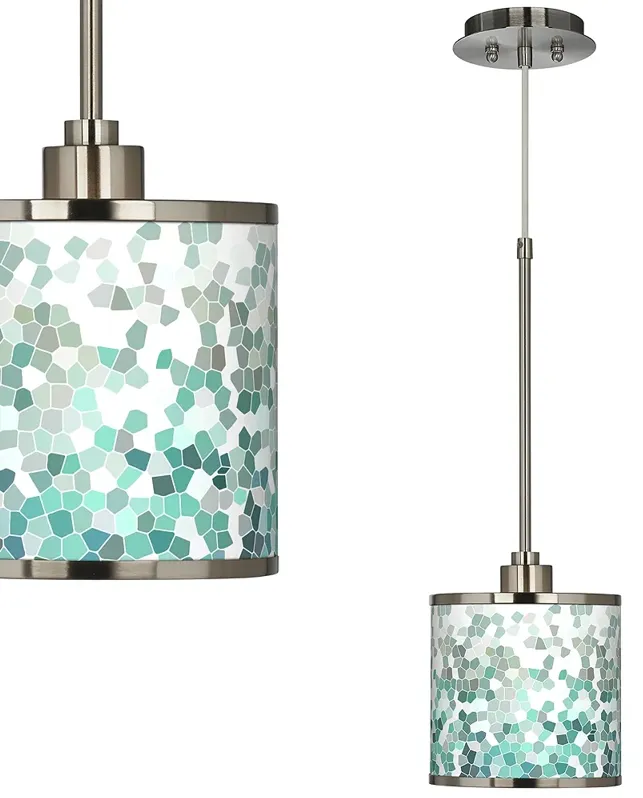 Aqua Mosaic Giclee Glow Mini Pendant Light