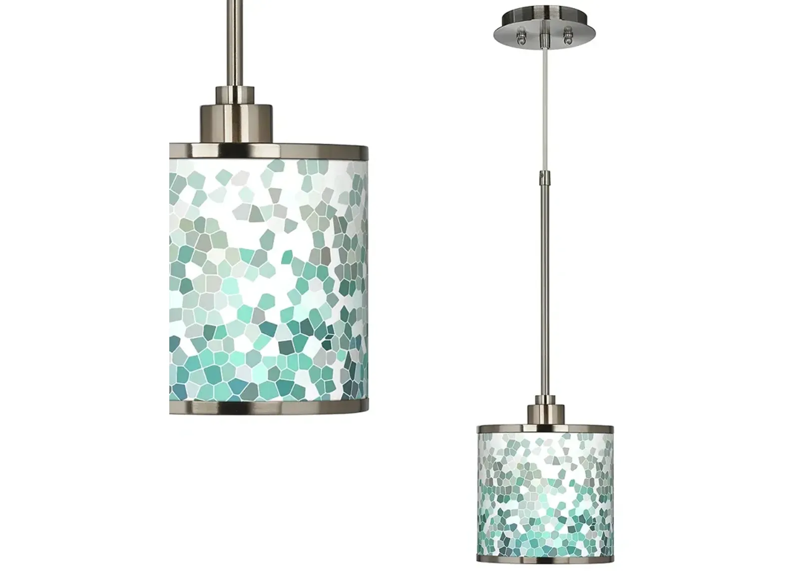 Aqua Mosaic Giclee Glow Mini Pendant Light