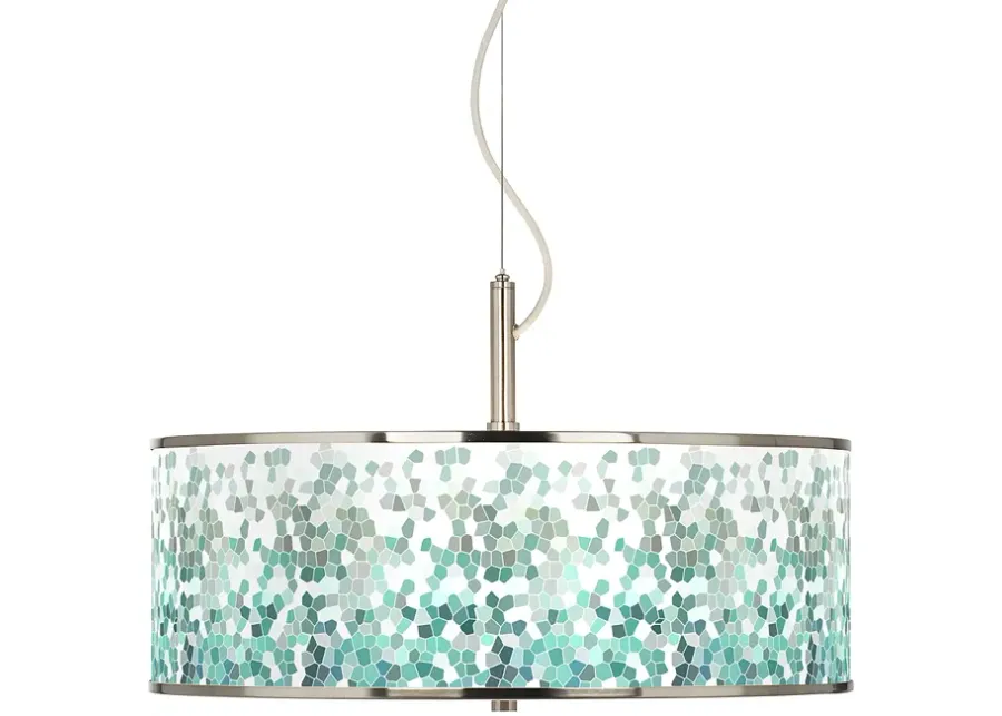 Aqua Mosaic Giclee Glow 20" Wide Pendant Light