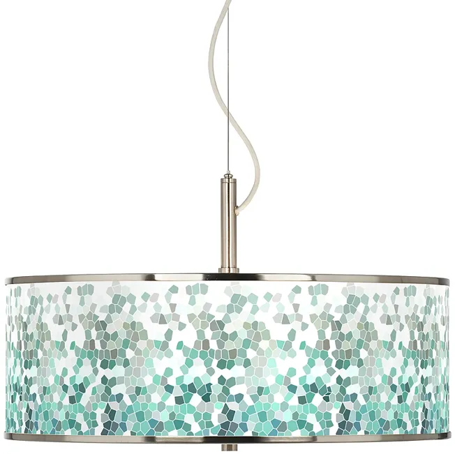 Aqua Mosaic Giclee Glow 20" Wide Pendant Light