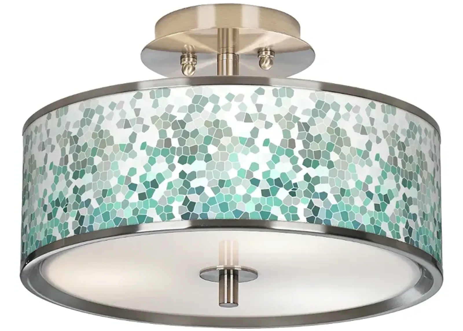 Aqua Mosaic Giclee Glow 14" Wide Ceiling Light