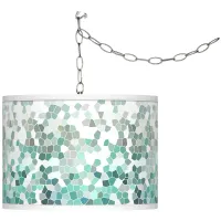 Aqua Mosaic Giclee Glow Plug-In Swag Pendant