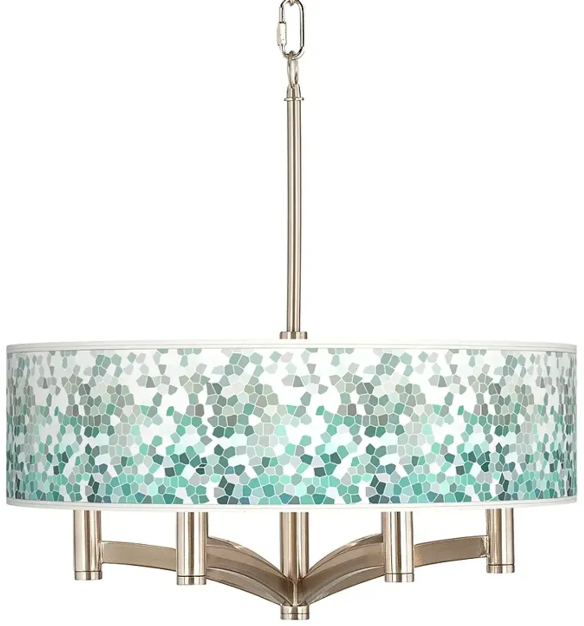 Aqua Mosaic Ava 6-Light Nickel Pendant Chandelier