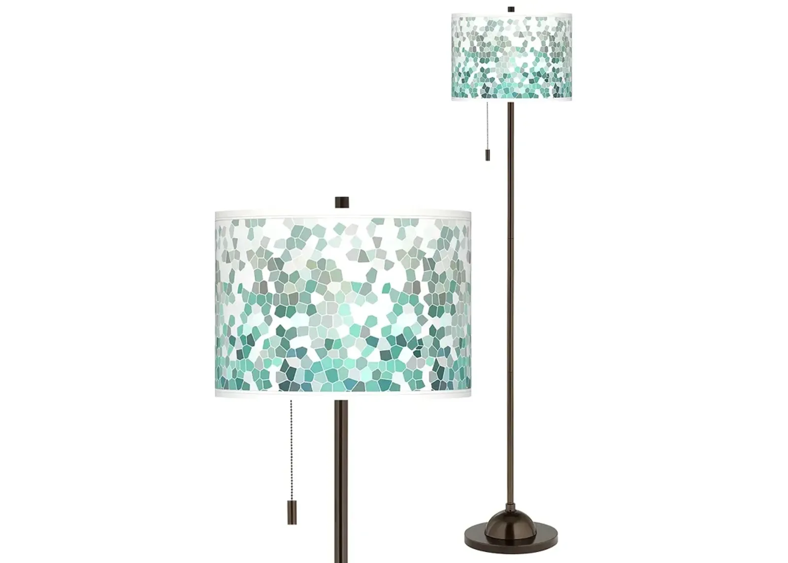 Giclee Glow 62" High Aqua Mosaic Shade Bronze Club Floor Lamp