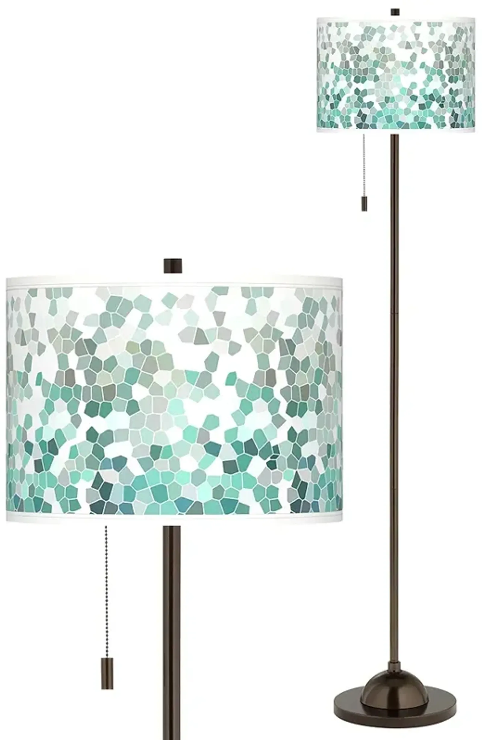 Giclee Glow 62" High Aqua Mosaic Shade Bronze Club Floor Lamp