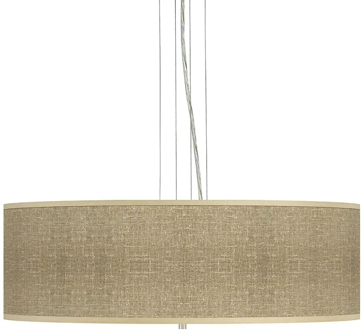 Burlap Print 24" Wide Four Light Pendant Chandelier