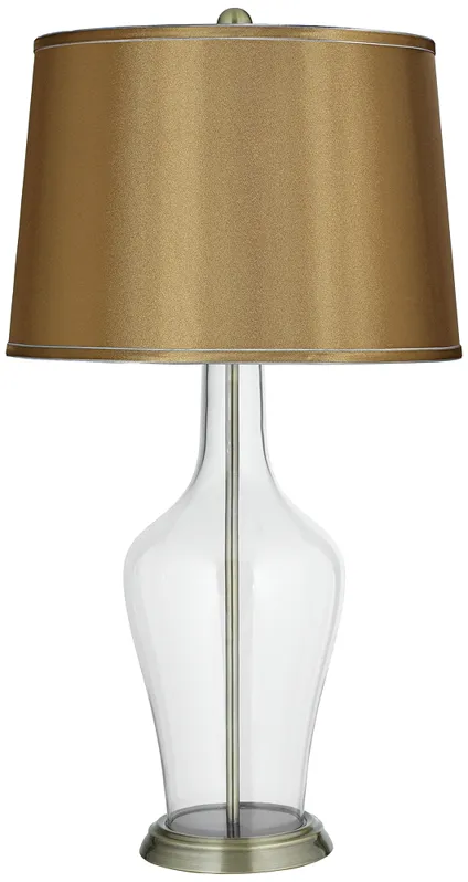 Color Plus Anya 32 1/4" Satin Gold and Clear Glass Fillable Table Lamp