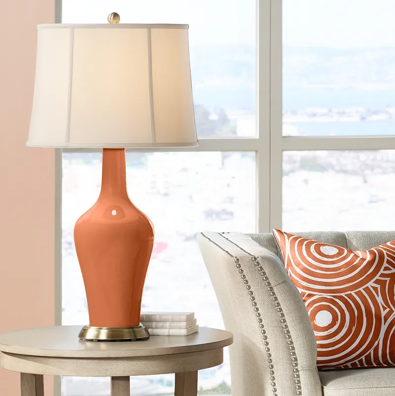 Color Plus Anya 32 1/4" High Robust Orange Glass Table Lamp