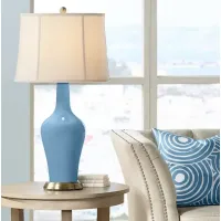 Color Plus Anya 32 1/4" High Secure Blue Glass Table Lamp