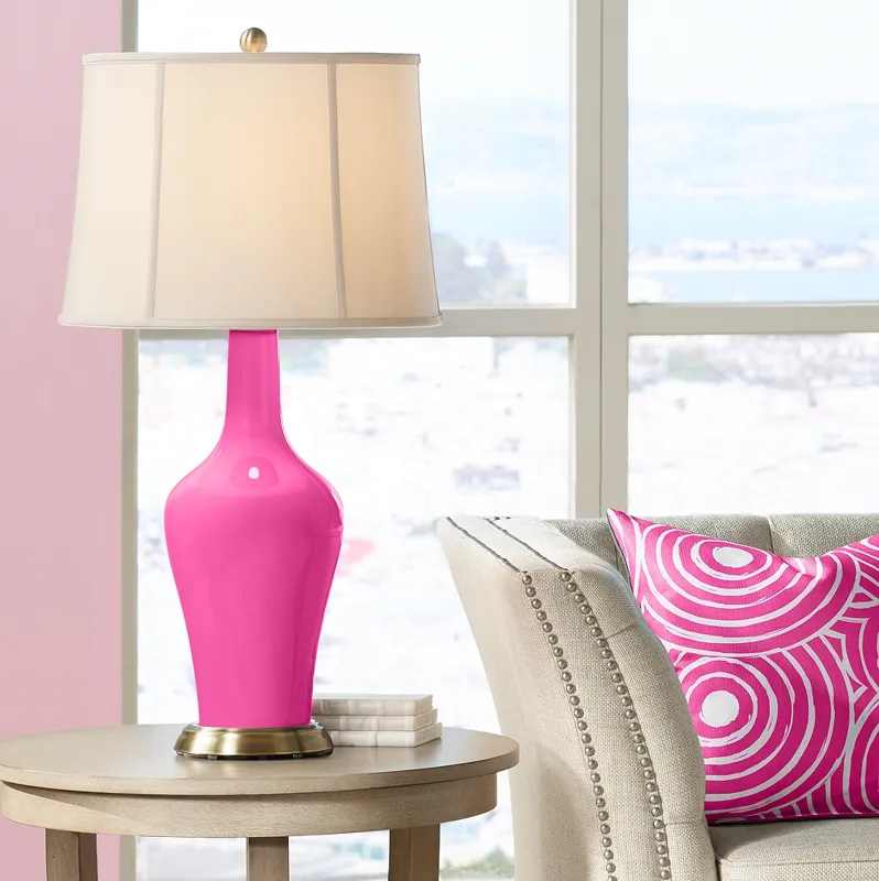 Color Plus Anya 32 1/4" High Fuchsia Pink Glass Table Lamp