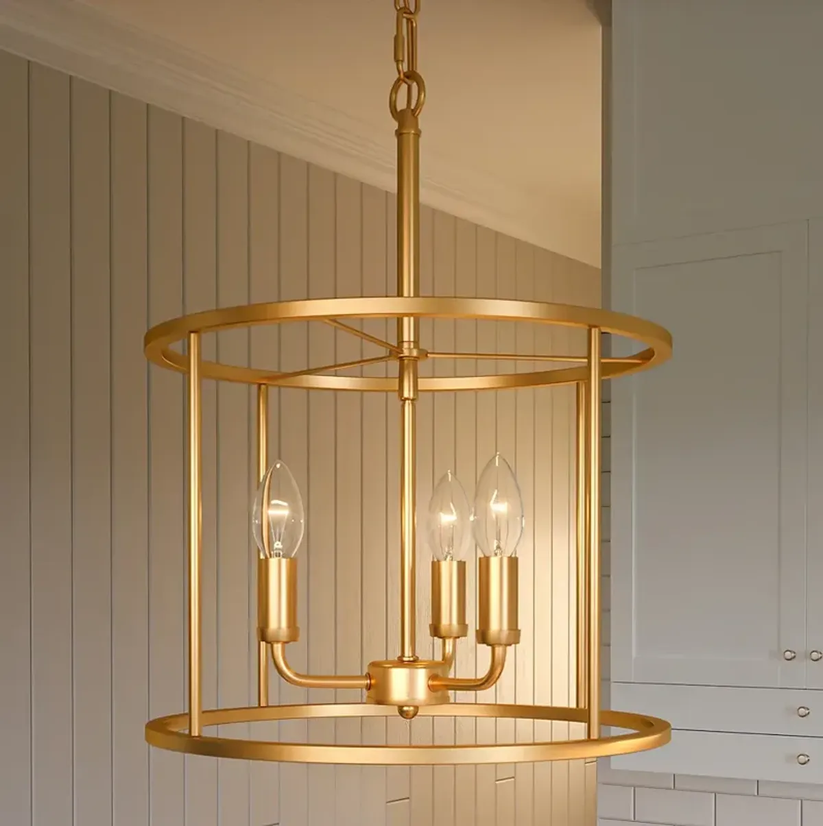 Abner 3-Light Aged Brass Pendant