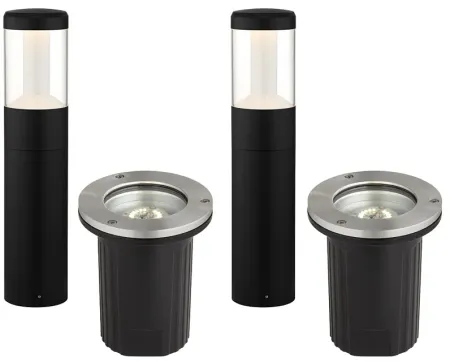 Teka 4-Piece Black LED Bollards and In-Ground Light Set