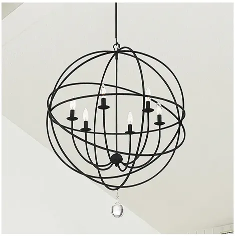 Solaris 6 Light Black Chandelier