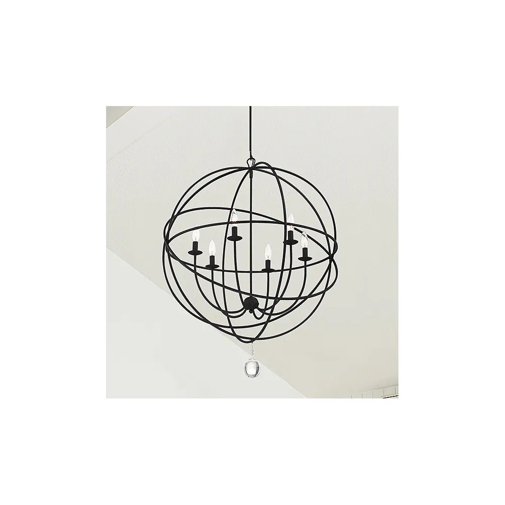 Solaris 6 Light Black Chandelier