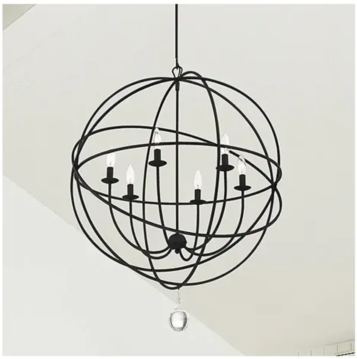 Crystorama Solaris 22 1/2" Wide Black 6-Light Chandelier