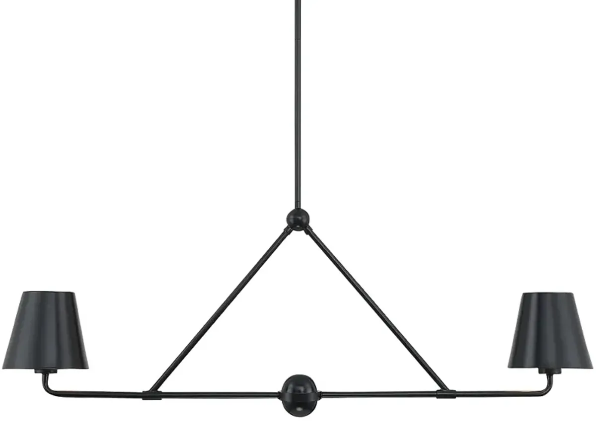 Crystorama Xavier 42"W Matte Black 2-Light Linear Chandelier