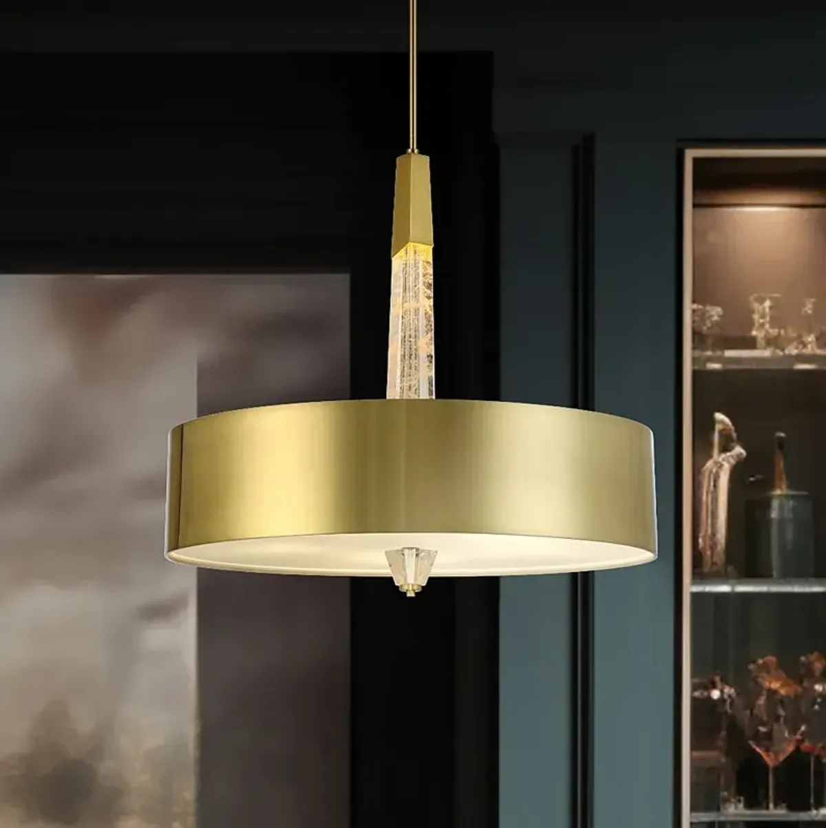 George Kovacs Drifting Droplets 5-Light LED Vintage Brass Pendant