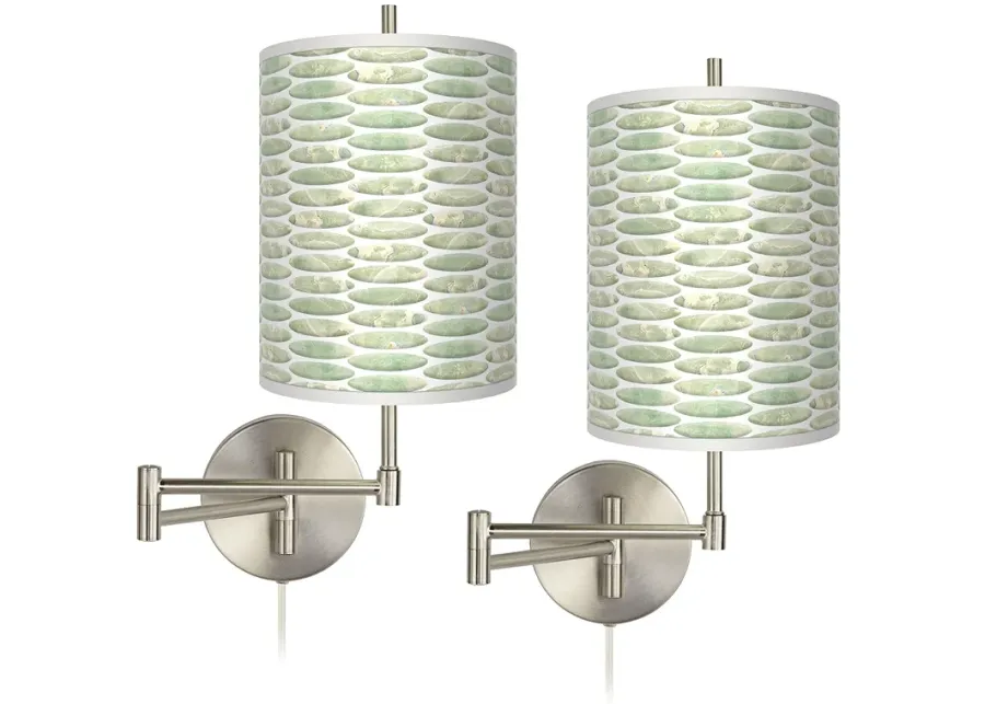 Oval Tempo Tessa Brushed Nickel Swing Arm Wall Lamps Set of 2