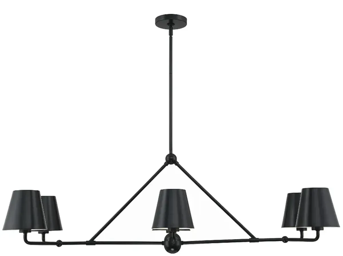 Crystorama Xavier 46" Wide Matte Black 6-Light Chandelier