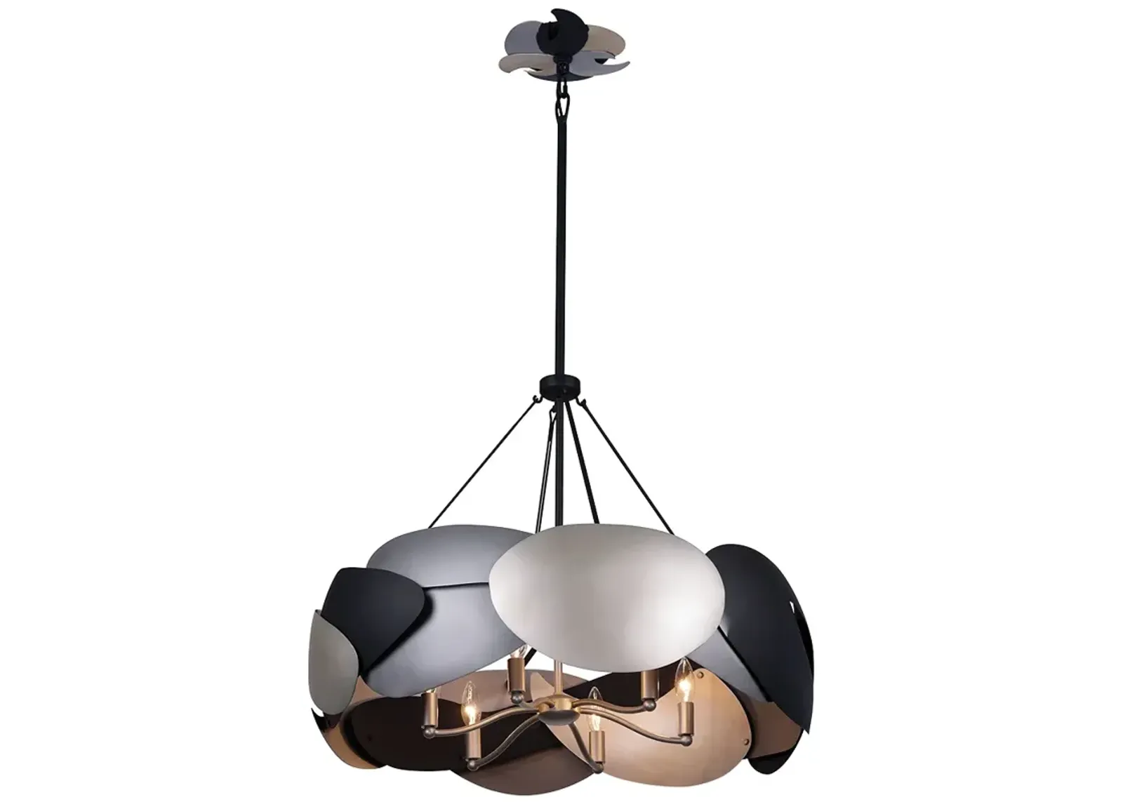 George Kovacs Metalo Misto 6-Light Black with Atlas and Midnight Pendant