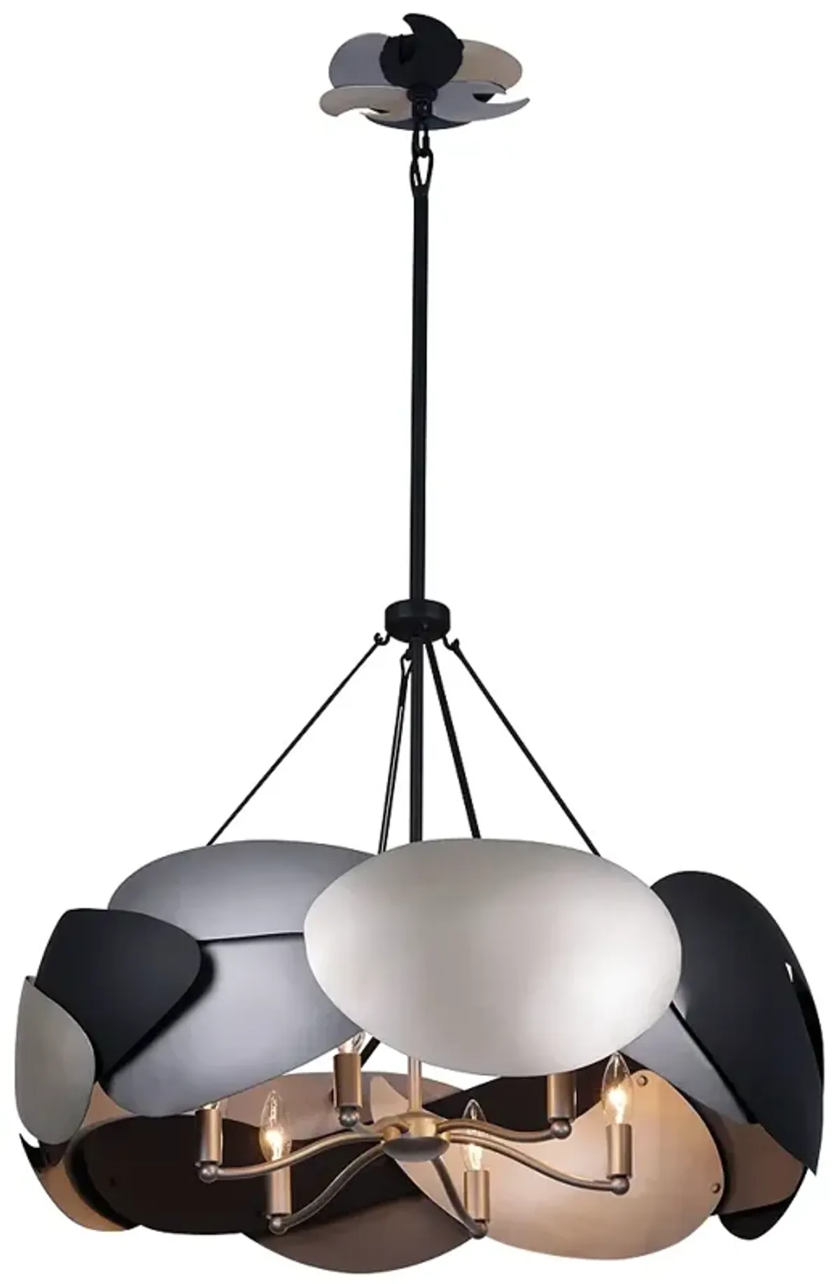 George Kovacs Metalo Misto 6-Light Black with Atlas and Midnight Pendant