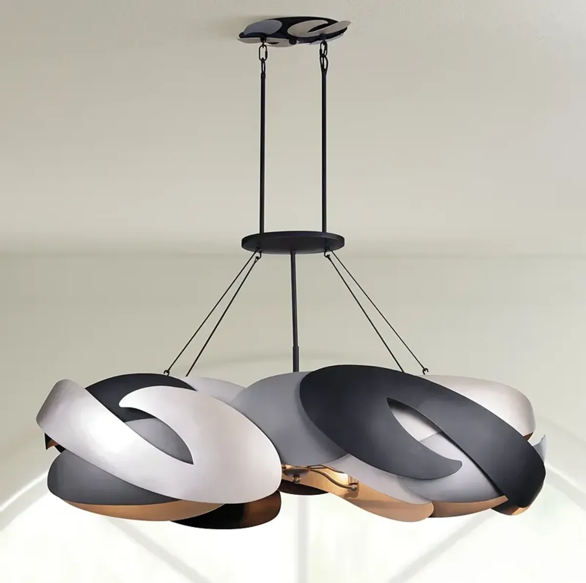 George Kovacs Metalo Misto 6-Light Black with Atlas and Island Chandelier
