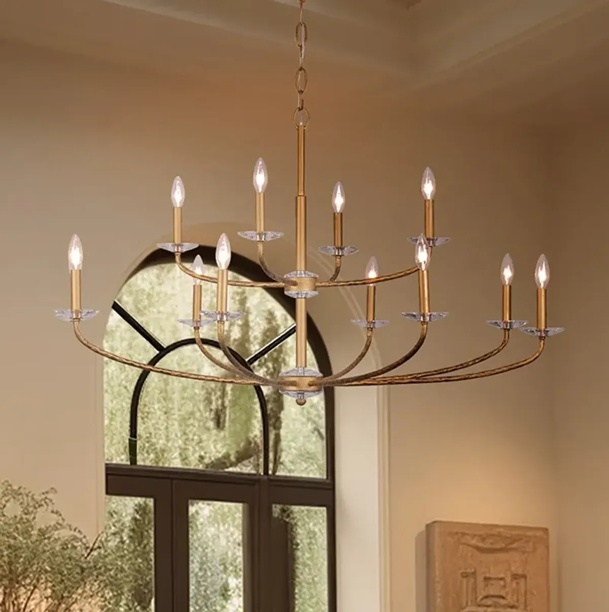 Minka-Lavery Atella 48" Traditional 12-Light Ashen Gold Chandelier