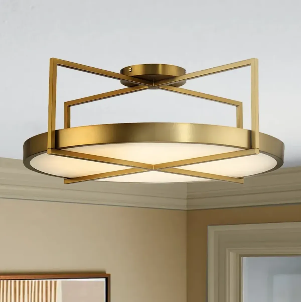 Boada 24" Wide Soft Brass LED Ceiling Light