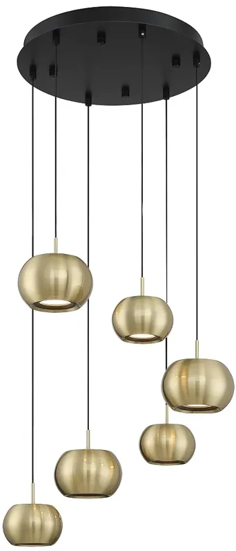 George Kovacs Halo 17" Wide LED Coal Brushed Gold Multi-Light Pendant