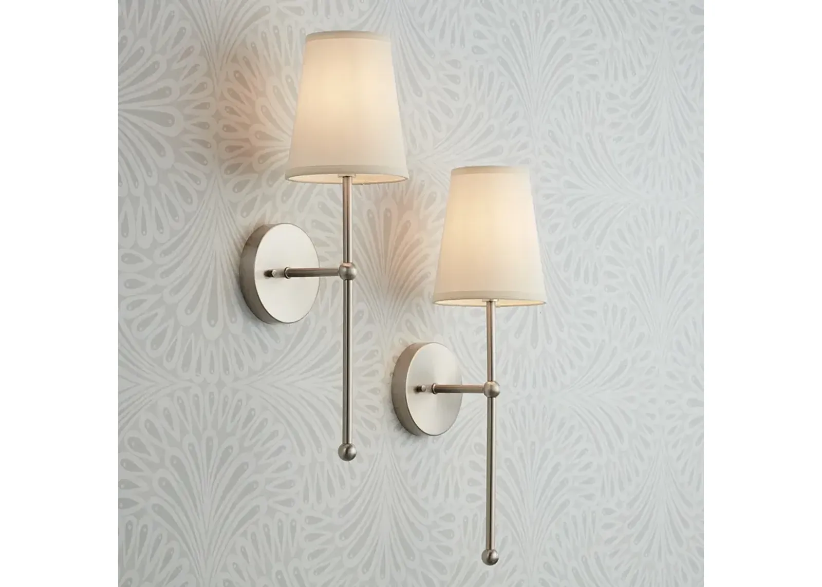 Possini Euro Elena 21" High Brushed Nickel Wall Sconce Set of 2