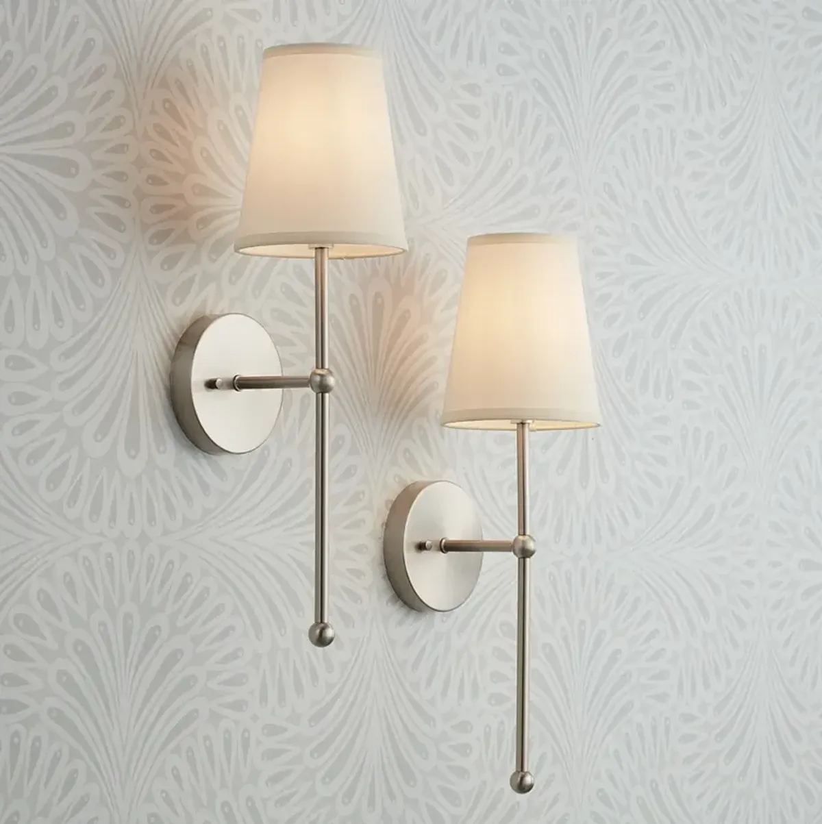 Possini Euro Elena 21" High Brushed Nickel Wall Sconce Set of 2