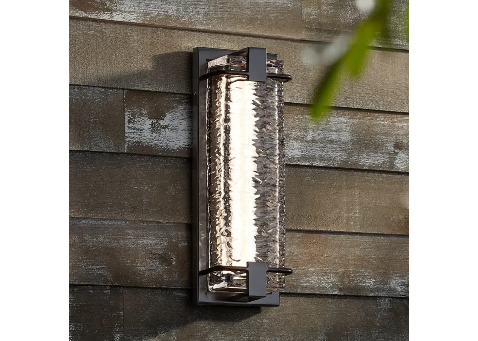 Possini Euro Glacier 15 3/4" High Matte Black LED Outdoor Wall Light