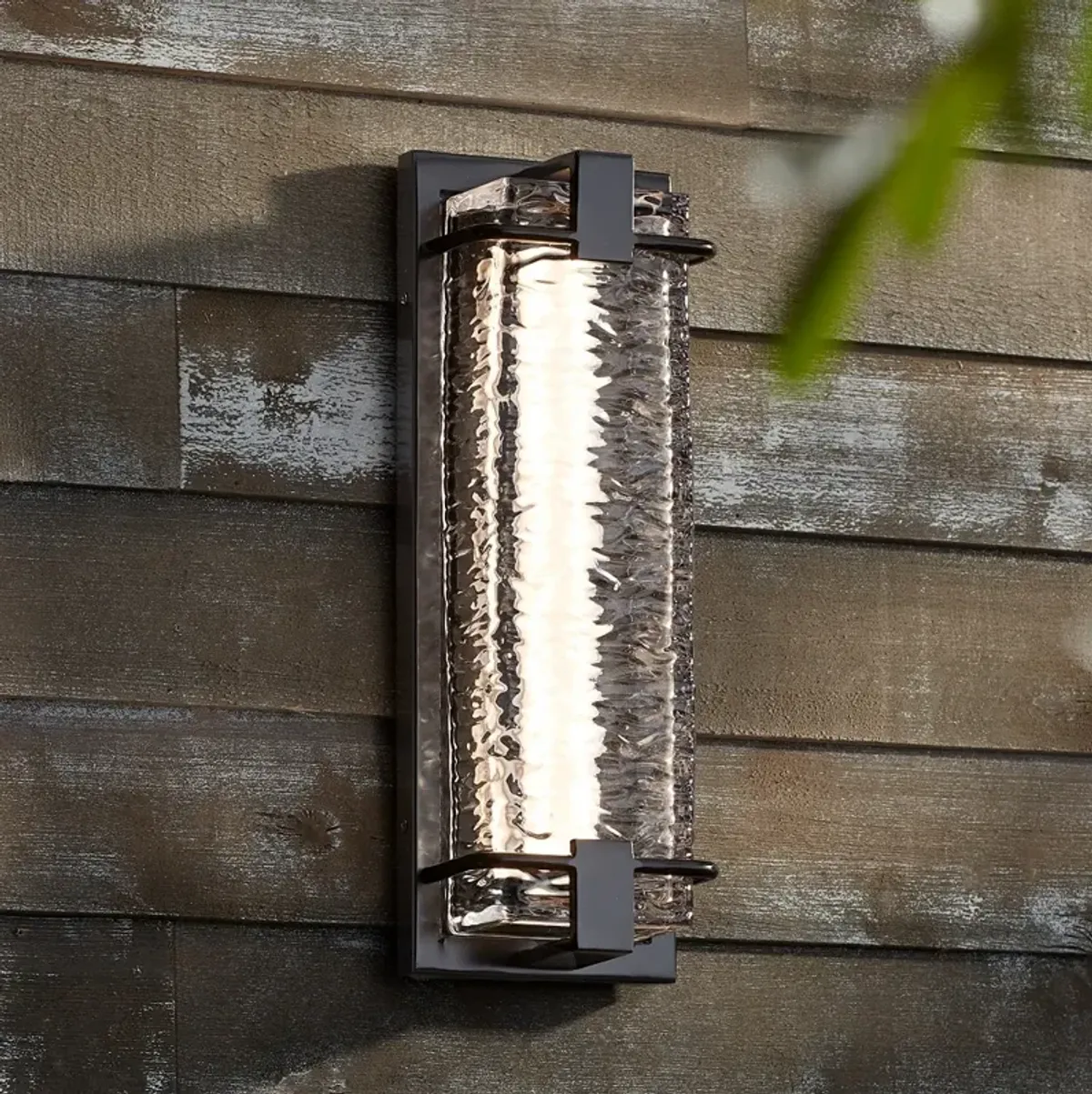 Possini Euro Glacier 15 3/4" High Matte Black LED Outdoor Wall Light