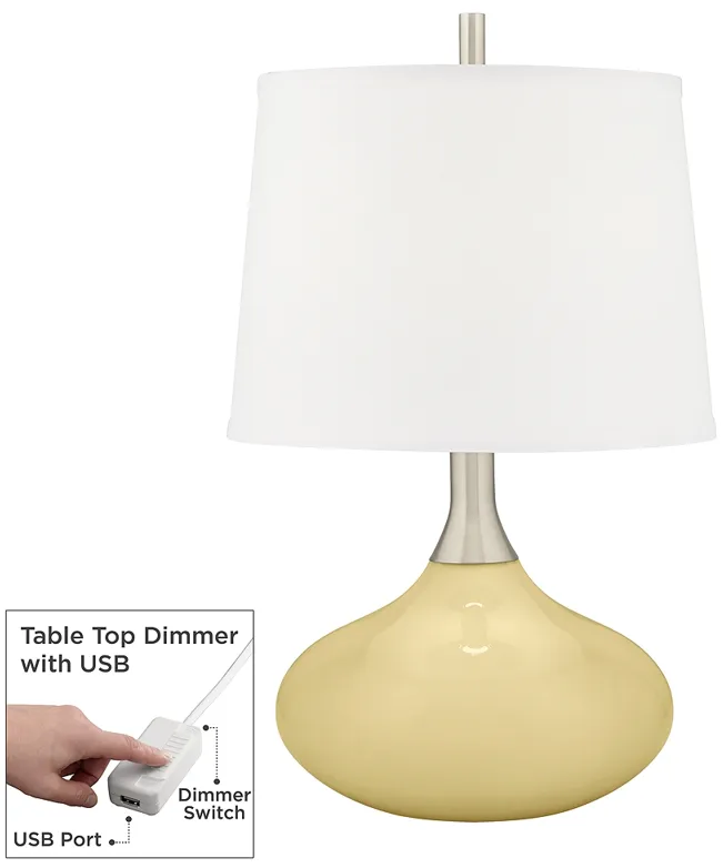 Color Plus Felix 24" Butter Up Yellow Table Lamp with Table Top Dimmer