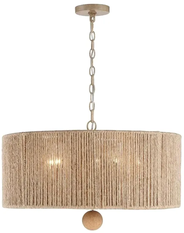 Jessa 24" Wide Burnished Silver Jute Drum Pendant Light