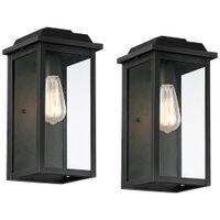 Eastcrest 14"H Textured Black Finish Steel Outdoor Wall Light Set of 2