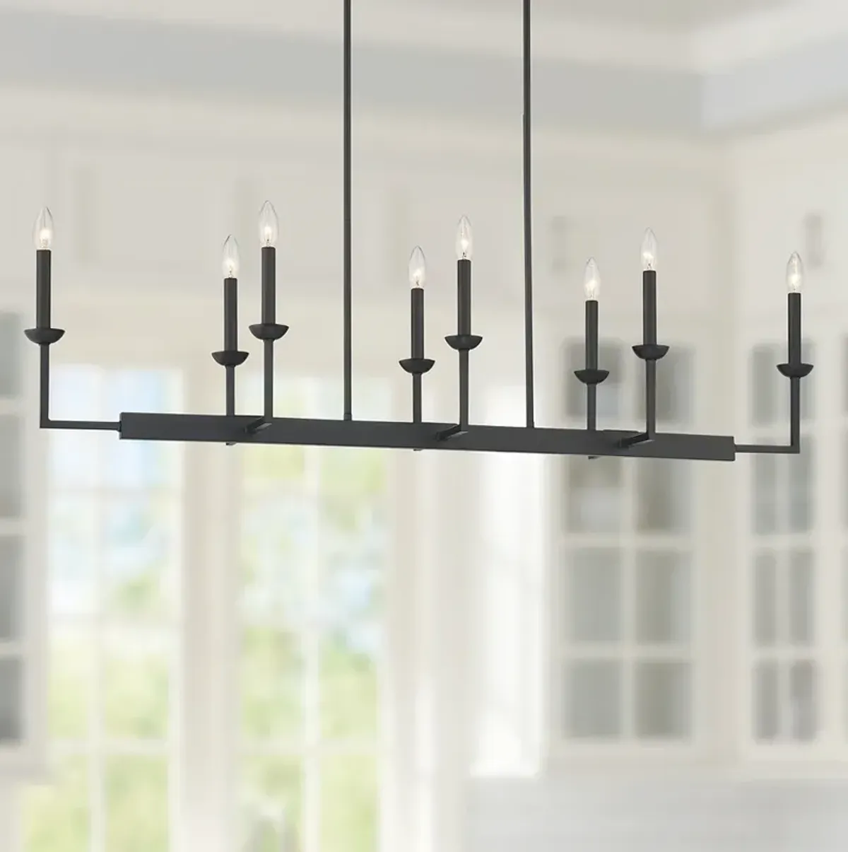 Possini Euro Kime 50" Wide Black 8-Light Trestle Island Chandelier