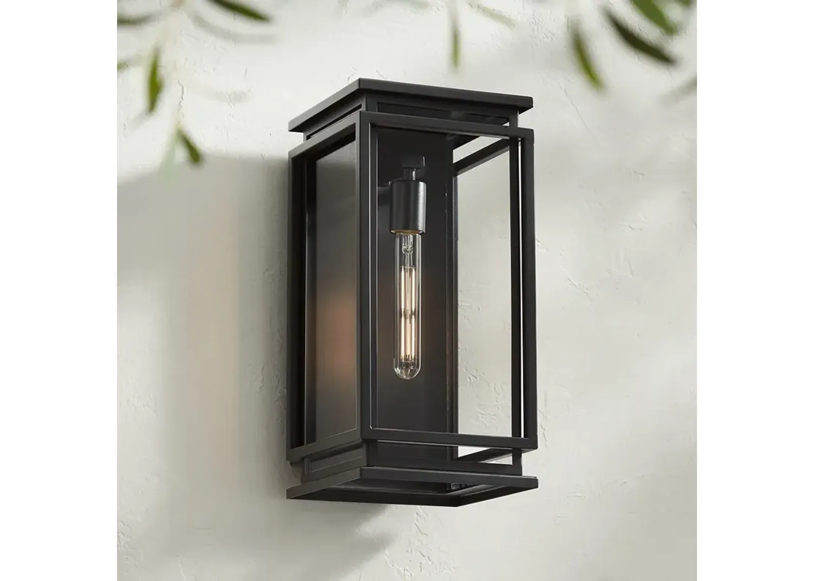 Possini Euro Alastor 16 1/2" High Black Outdoor Wall Light