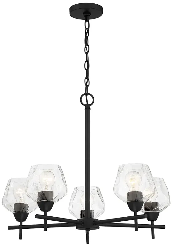 Minka Camrin 25" Wide 5-Light Black and Clear Glass Chandelier