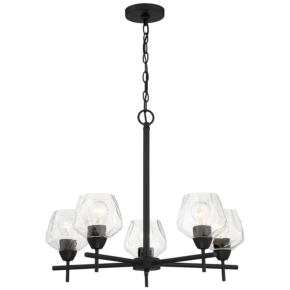 Minka Camrin 25" Wide 5-Light Black and Clear Glass Chandelier