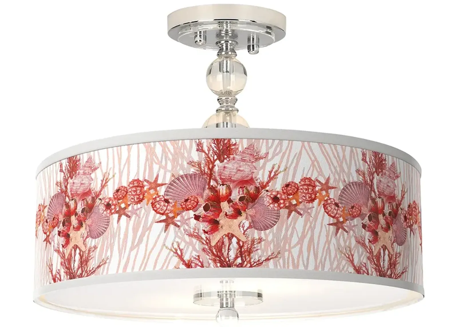 Corallium Giclee 16"W Chrome Semi-Flush Ceiling Light