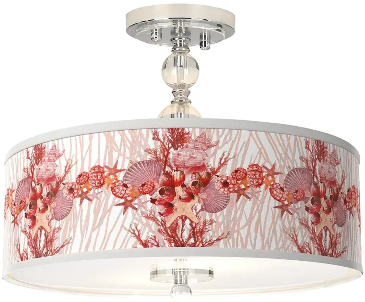 Corallium Giclee 16"W Chrome Semi-Flush Ceiling Light