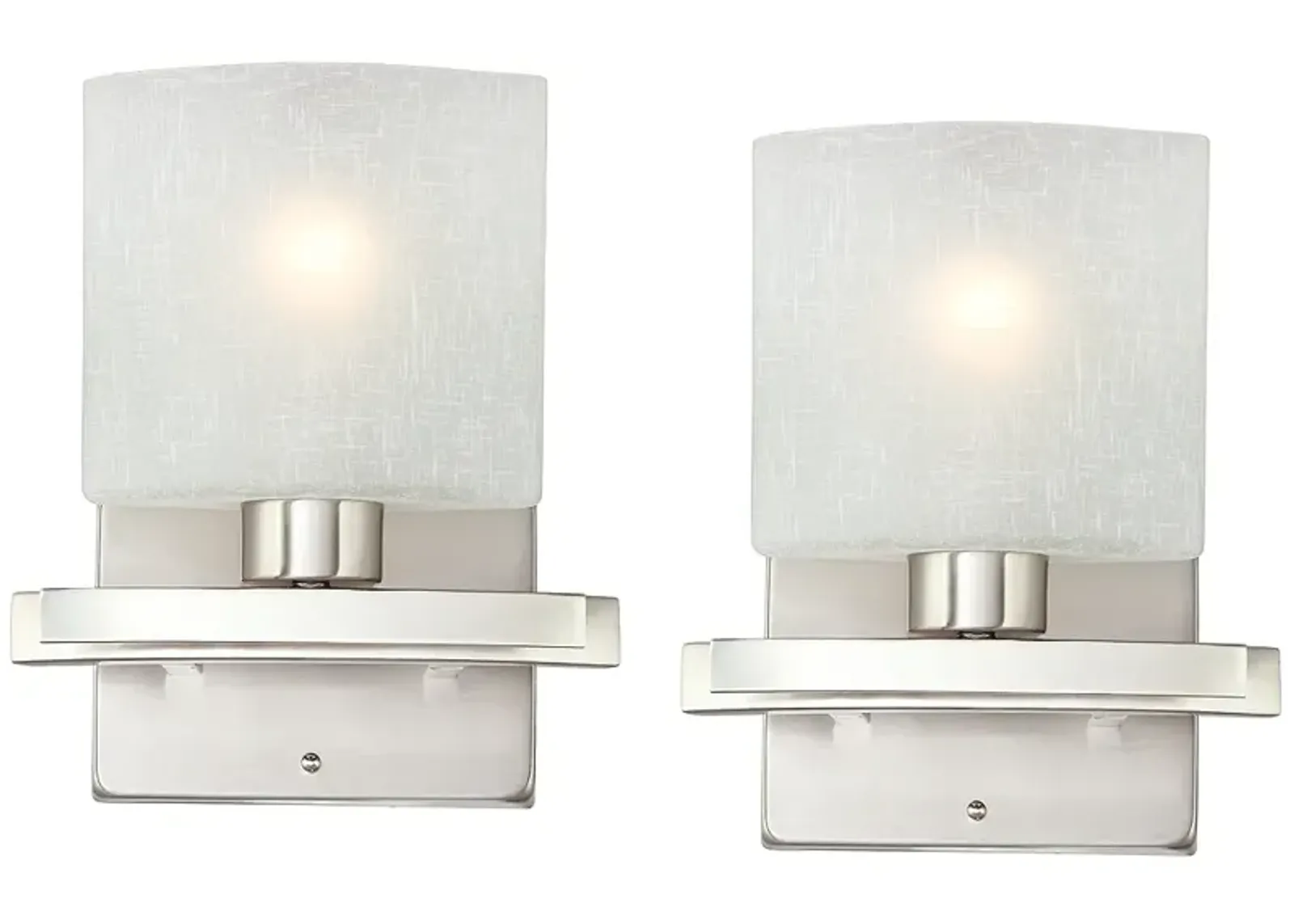 Possini Euro Linen Glass 8 1/2"W Brushed Nickel Wall Sconce Set of 2