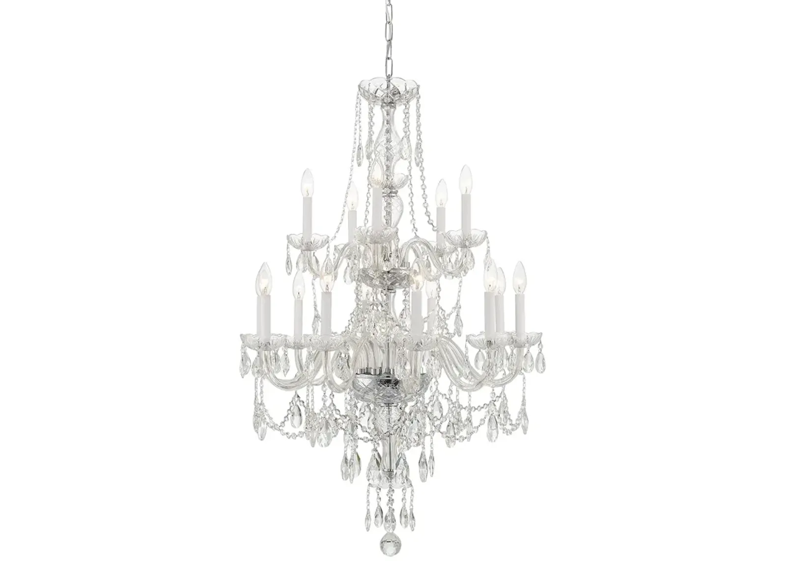 Traditional Crystal 15 Light Polished Chrome Chandelier